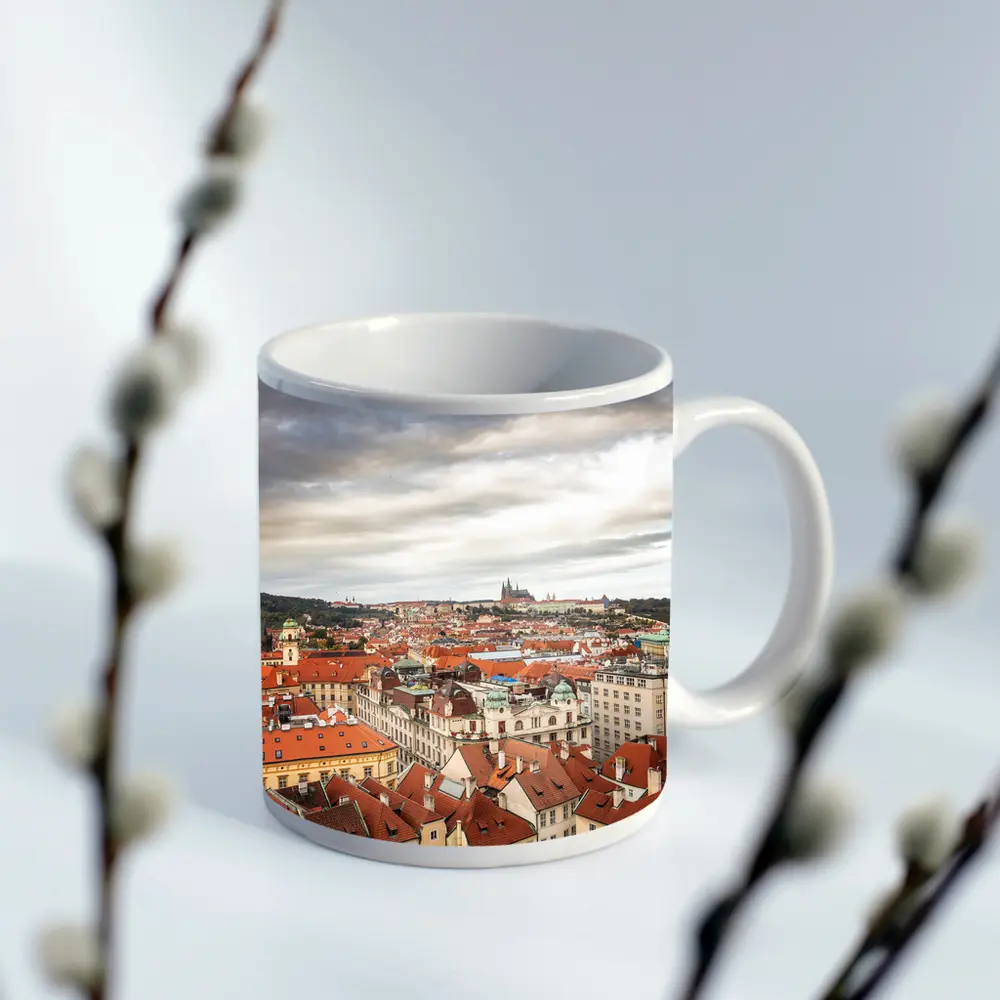 Prague Old Town Red Rooftops Skyline View – Mugs
