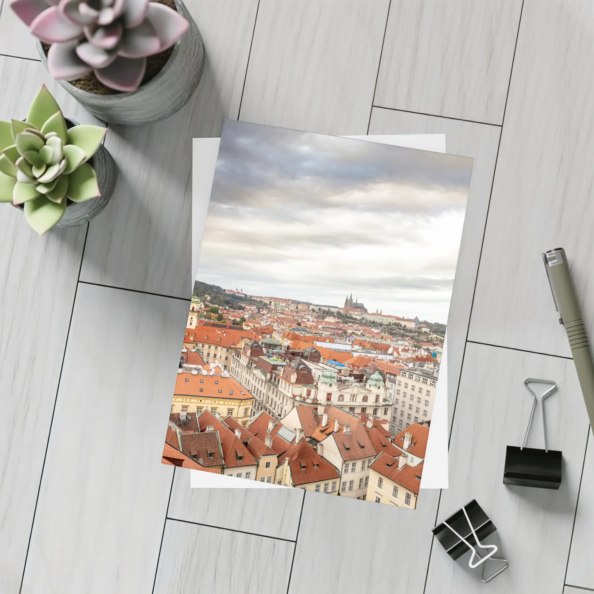 Prague Old Town Red Rooftops Skyline View – Postcards