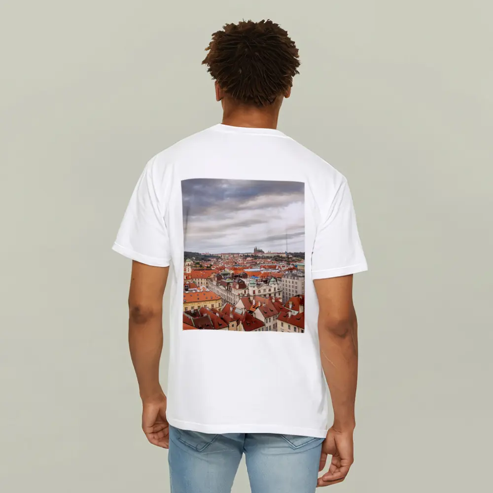 Prague Old Town Red Rooftops Skyline View – T-Shirts