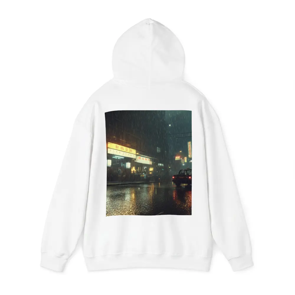 Rainy Asian City Street Neon Night – Hoodies