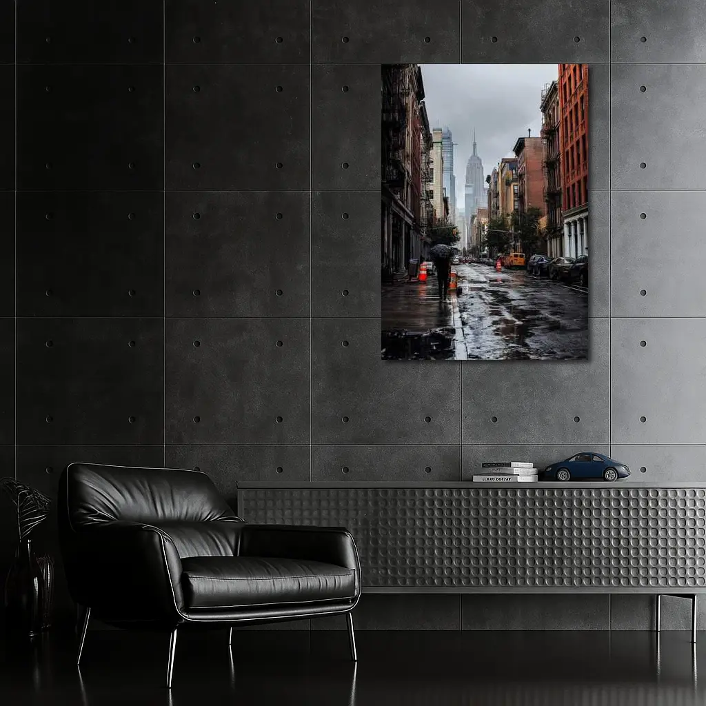 Rainy New York City Street Empire State – Wall Art