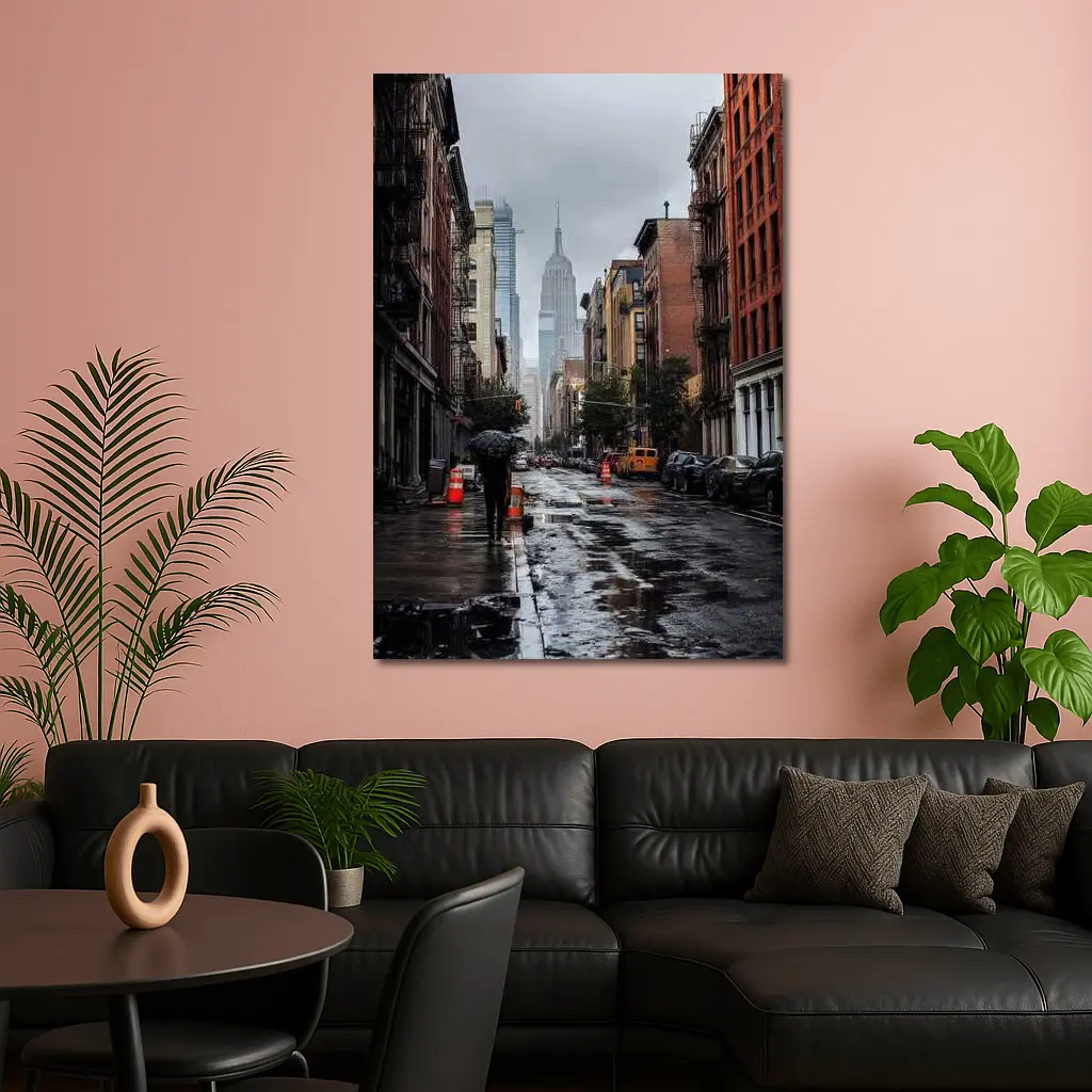 Rainy New York City Street Empire State – Wall Art