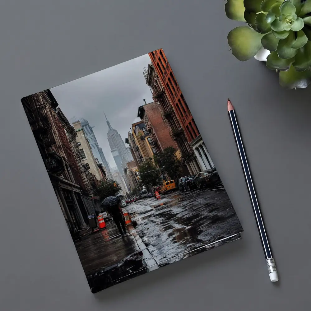 Rainy New York City Street Empire State – Notebooks