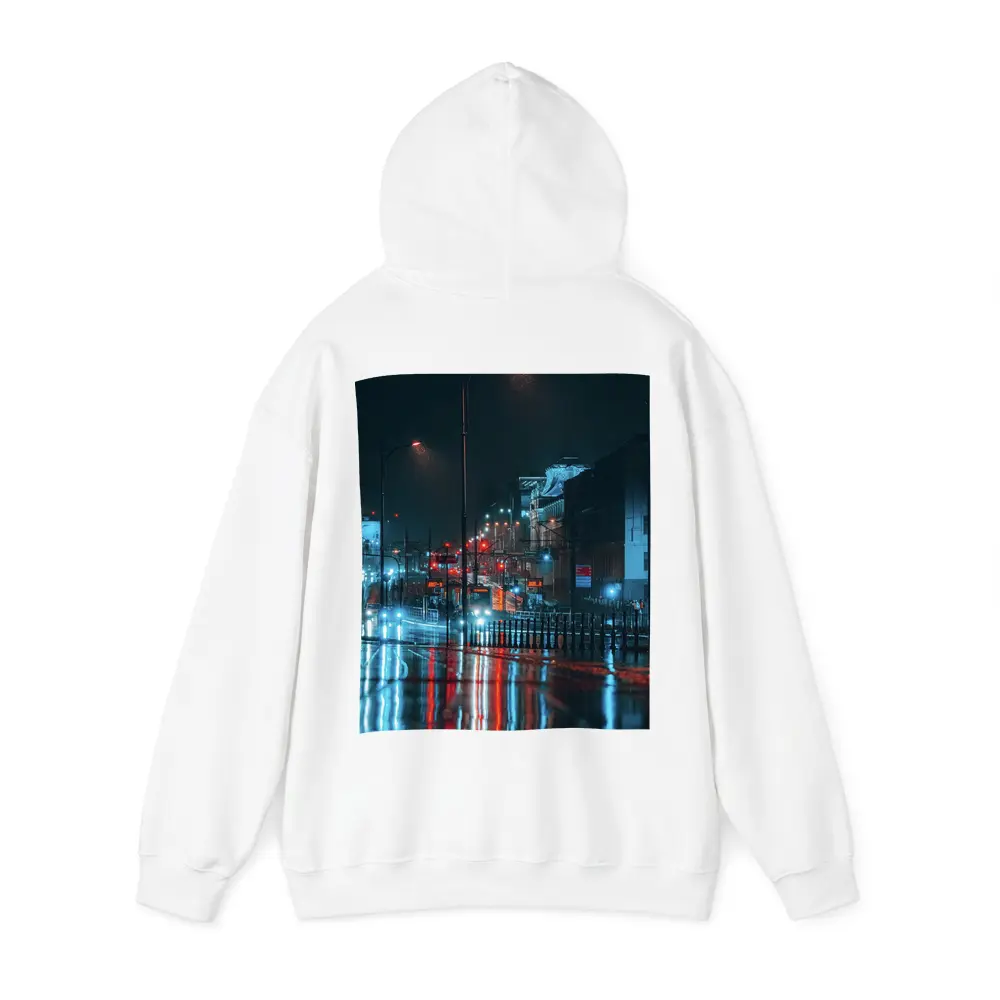 Rainy City Street Night Neon Reflections – Hoodies