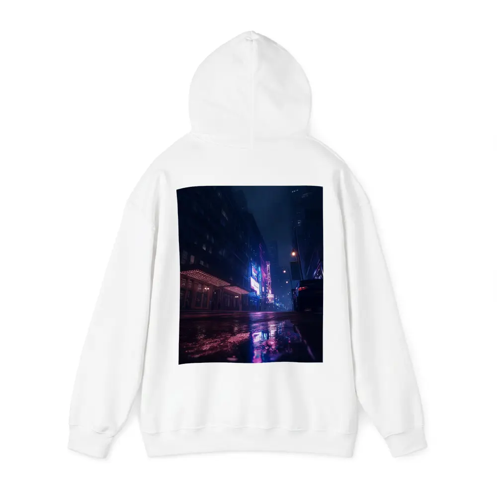 Rainy City Street Neon Night Reflections – Hoodies
