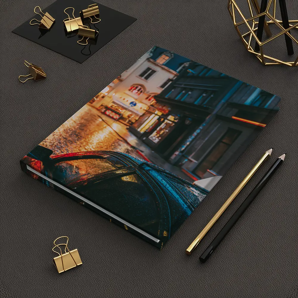 Rainy City Street Night Wet Cobblestones – Notebooks