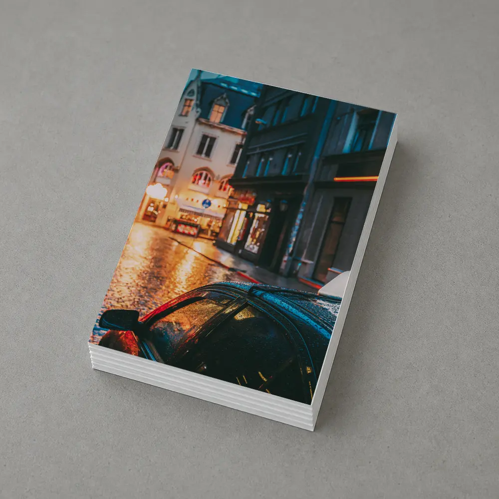 Rainy City Street Night Wet Cobblestones – Postcards