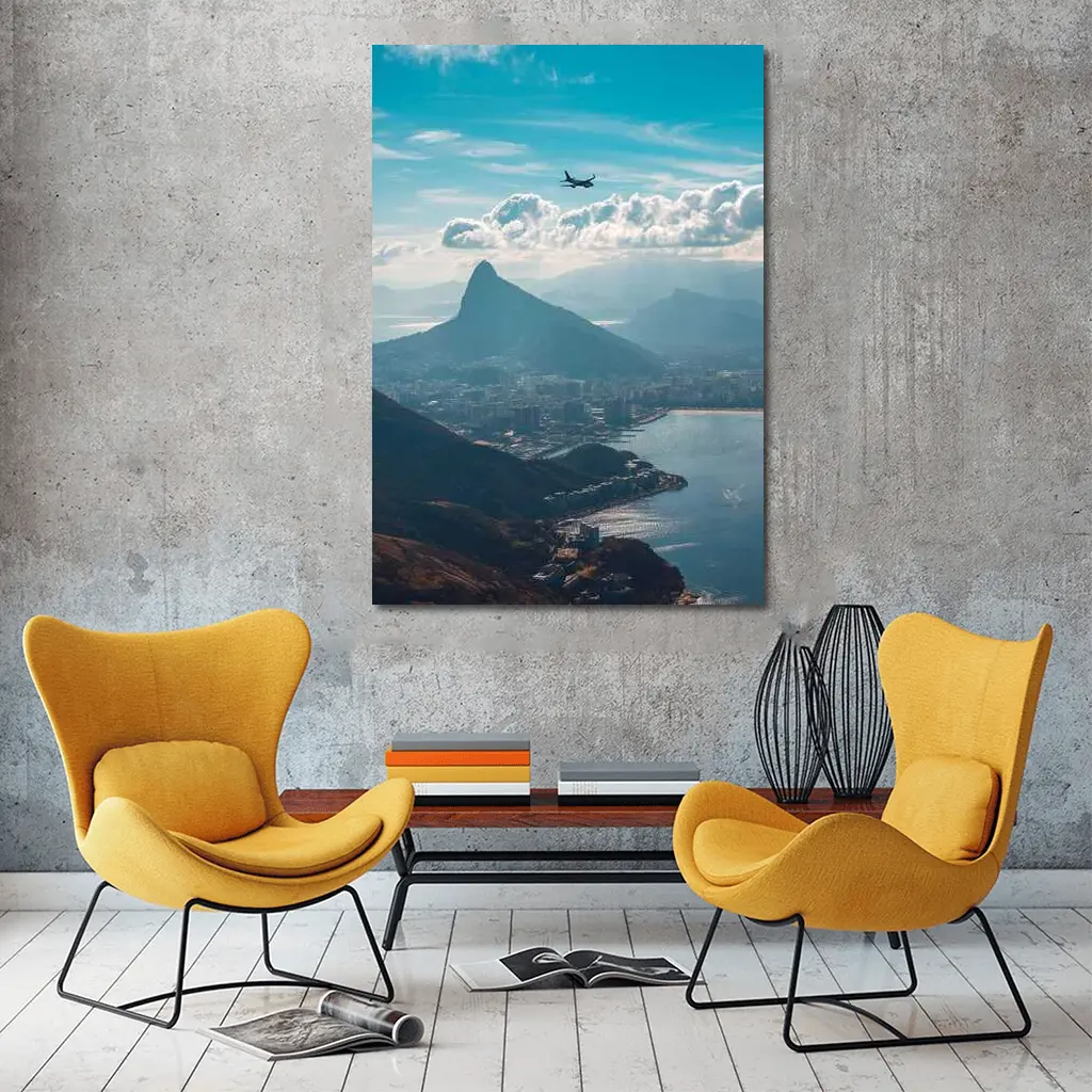 Rio de Janeiro Aerial View Plane Mountains – Wall Art