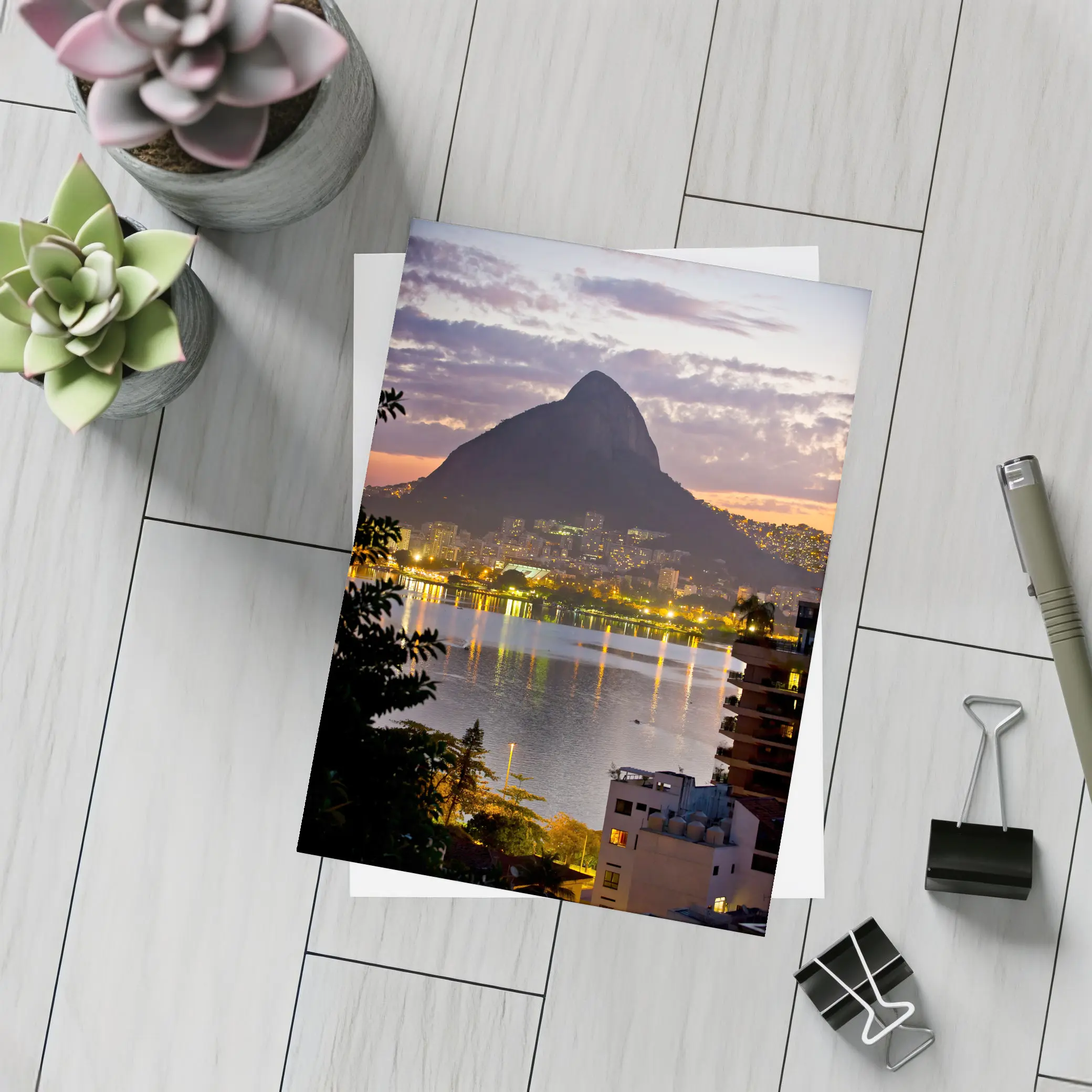 Rio de Janeiro Lagoon Sunset Mountain City – Postcards