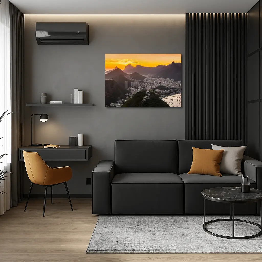 Rio de Janeiro Sunset Golden Sky Cityscape – Wall Art