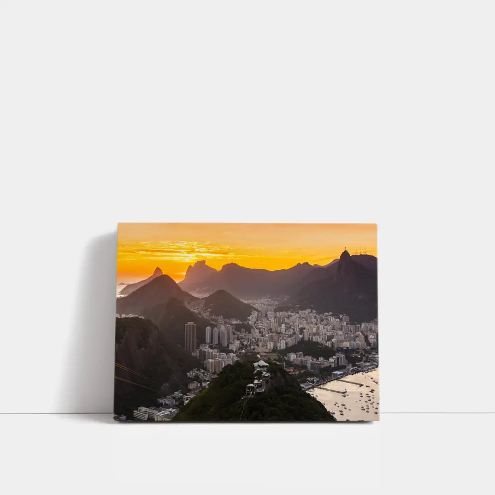 Rio de Janeiro Sunset Golden Sky Cityscape – Wall Art
