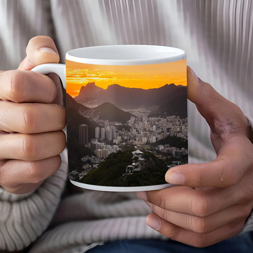 Rio de Janeiro Sunset Golden Sky Cityscape – Mugs