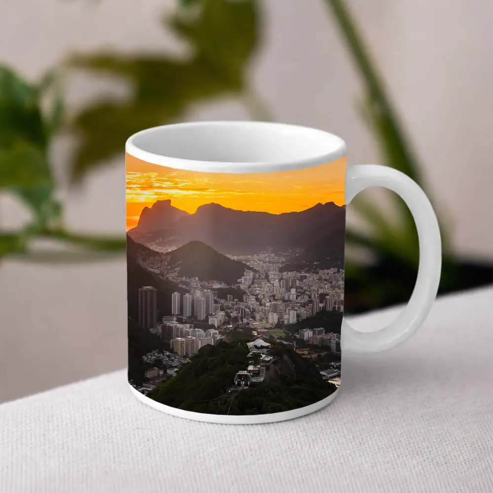 Rio de Janeiro Sunset Golden Sky Cityscape – Mugs