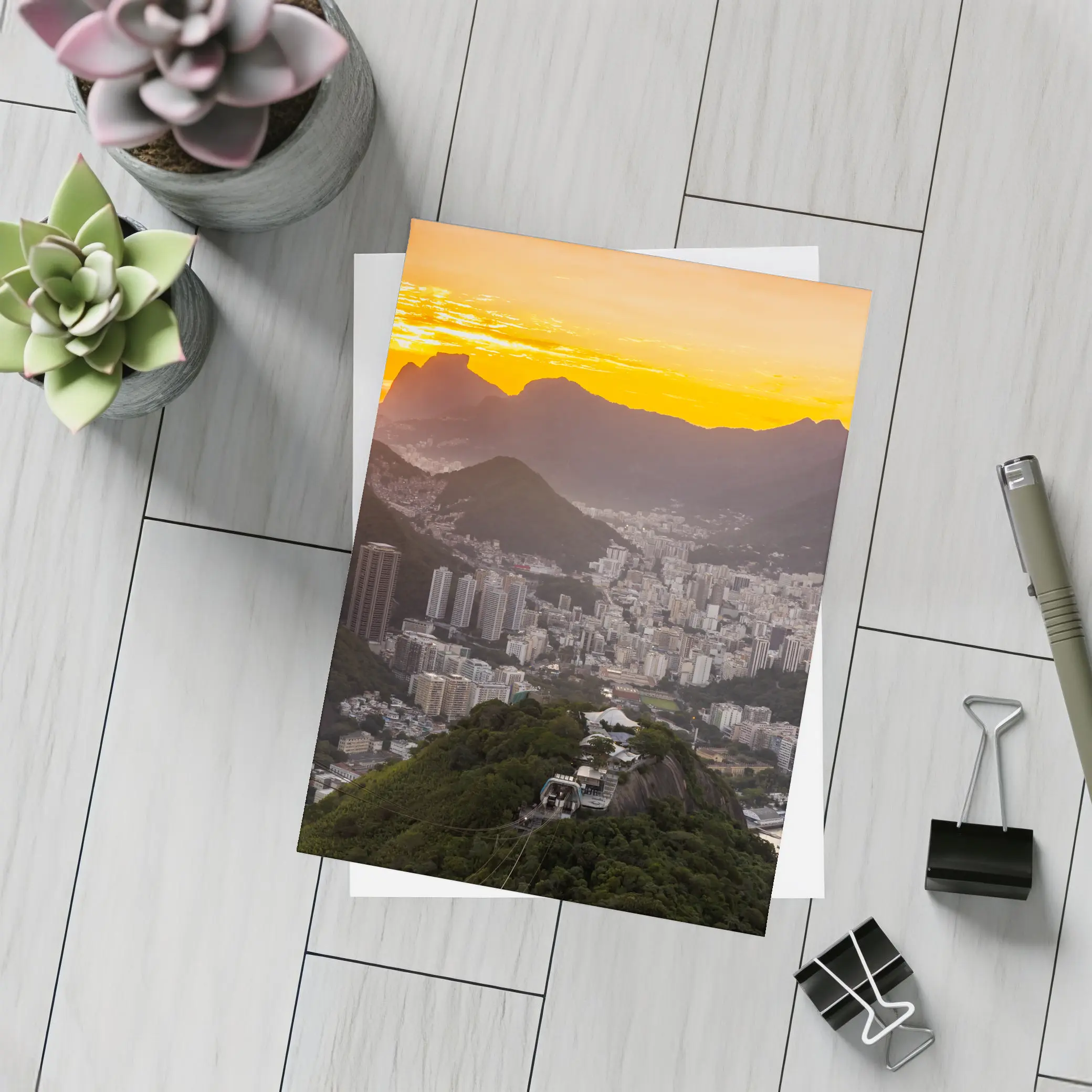 Rio de Janeiro Sunset Golden Sky Cityscape – Postcards