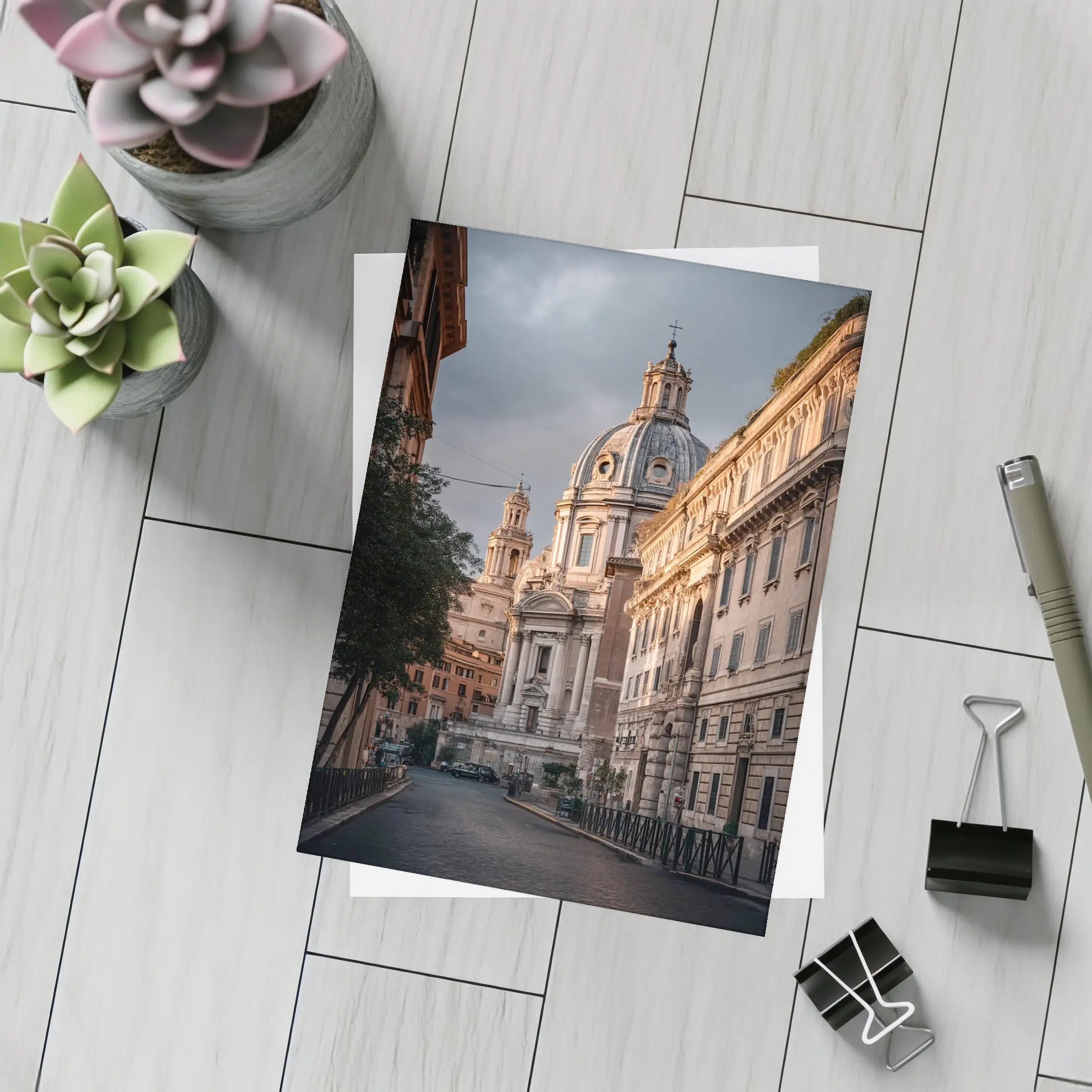 Rome Street Church Dome Moody Sky – Postcards