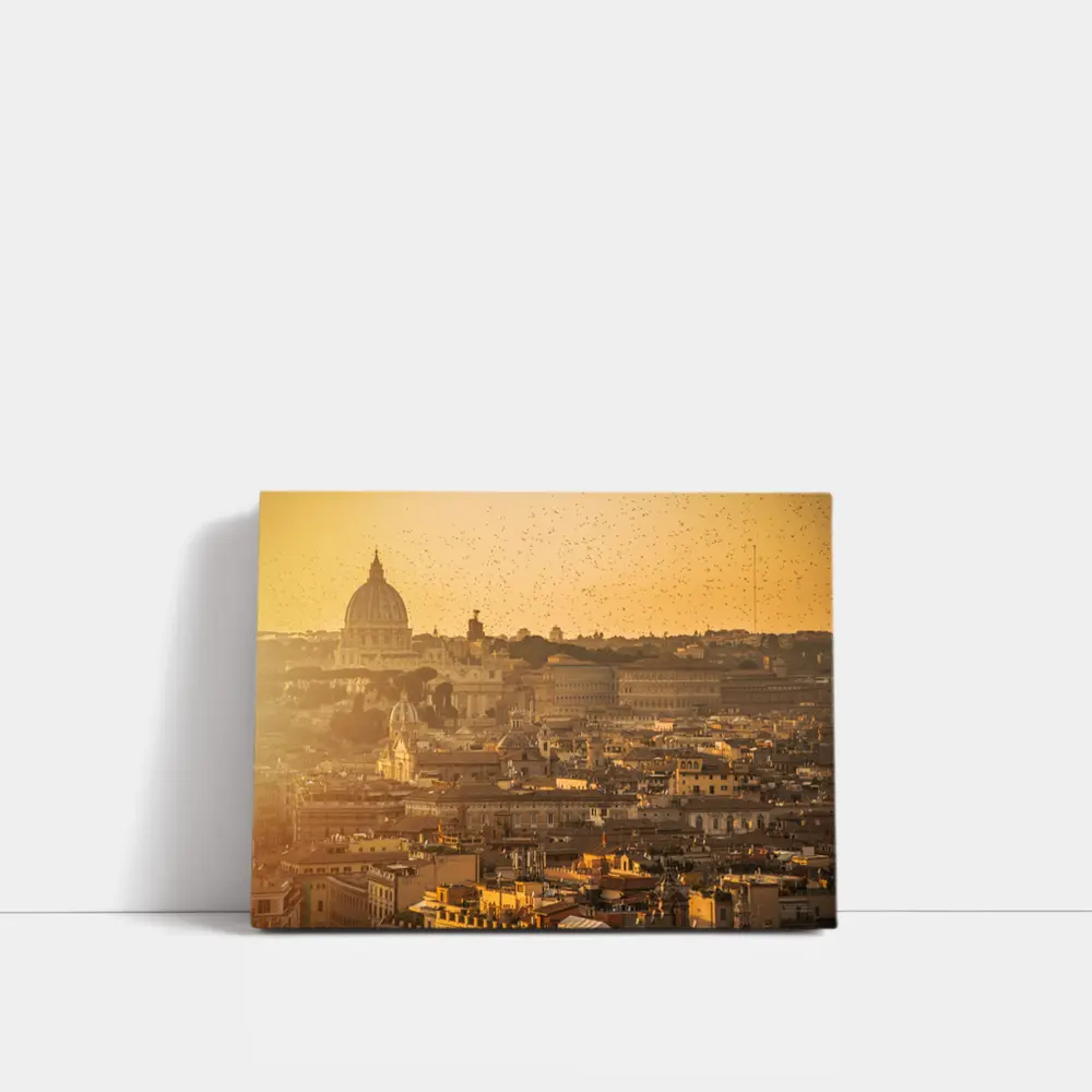 Rome Skyline Golden Sunset St Peters Basilica – Wall Art