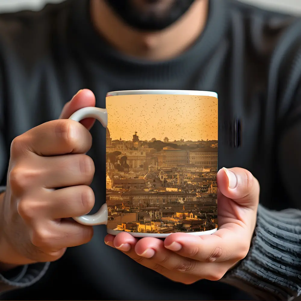 Rome Skyline Golden Sunset St Peters Basilica – Mugs