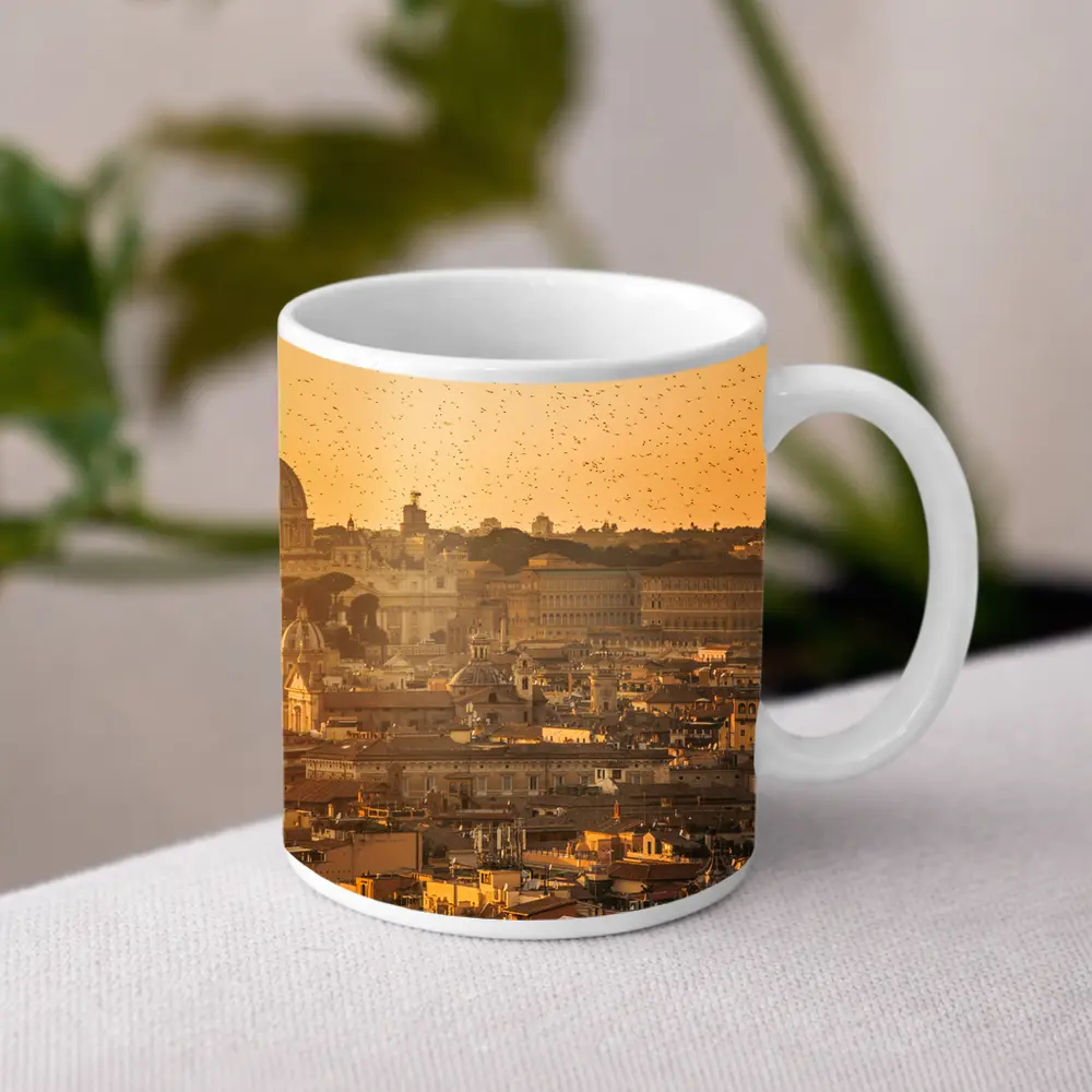 Rome Skyline Golden Sunset St Peters Basilica – Mugs