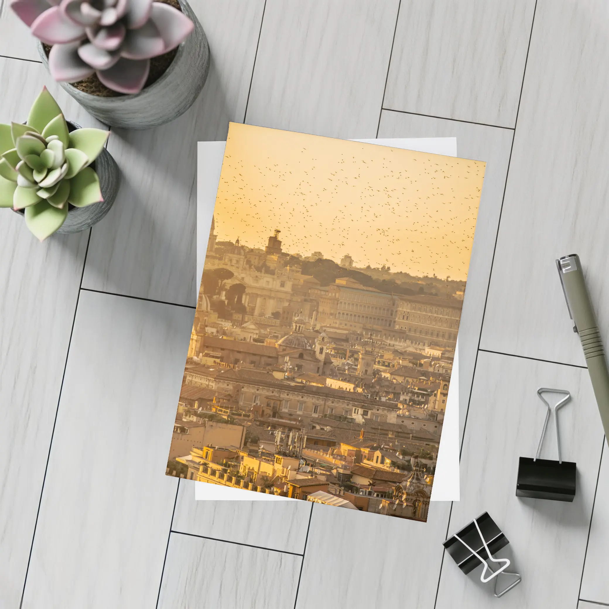 Rome Skyline Golden Sunset St Peters Basilica – Postcards