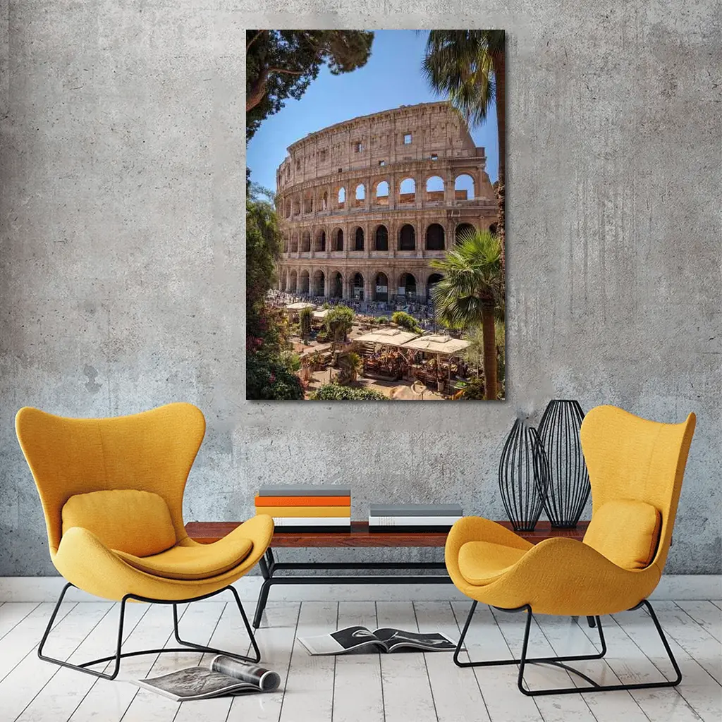 Rome Colosseum Ancient Landmark Sunny Day – Wall Art
