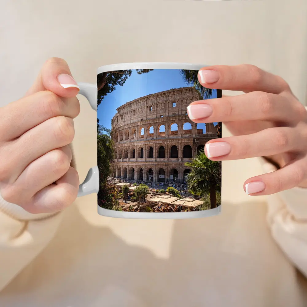 Rome Colosseum Ancient Landmark Sunny Day – Mugs