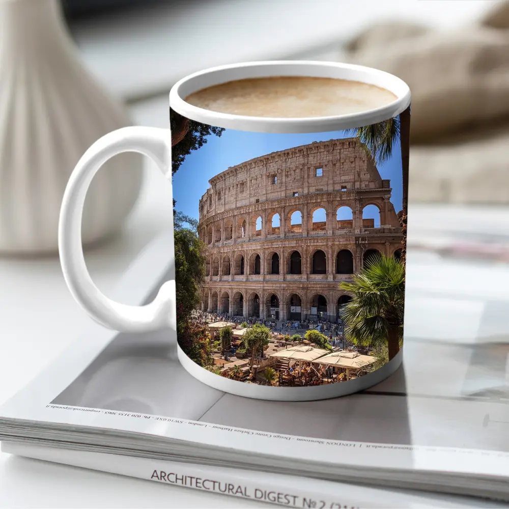Rome Colosseum Ancient Landmark Sunny Day – Mugs