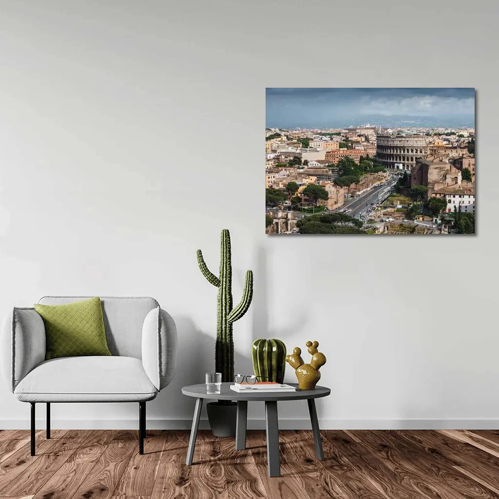 Colosseum Rome Italy Aerial City View – Wall Art