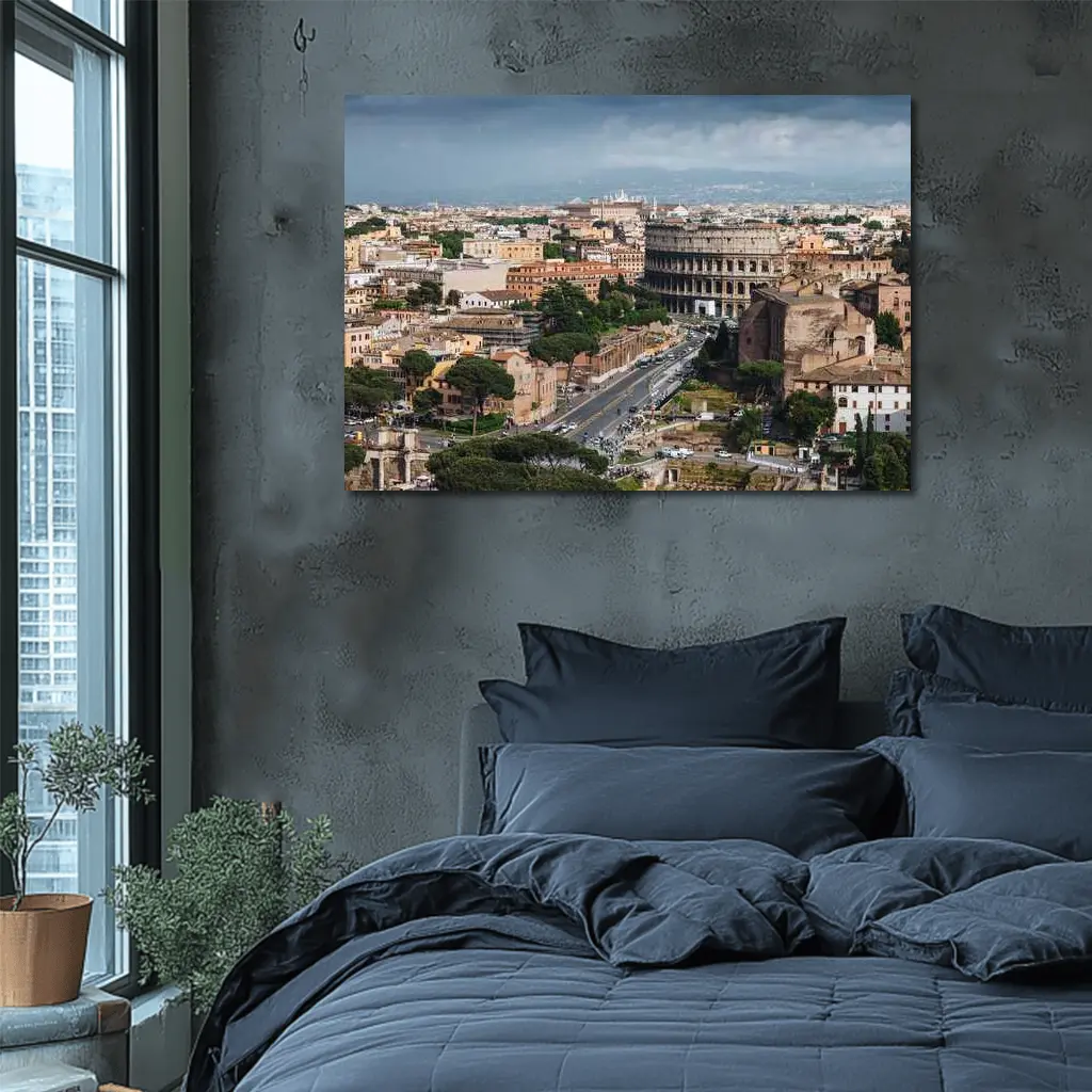 Colosseum Rome Italy Aerial City View – Wall Art