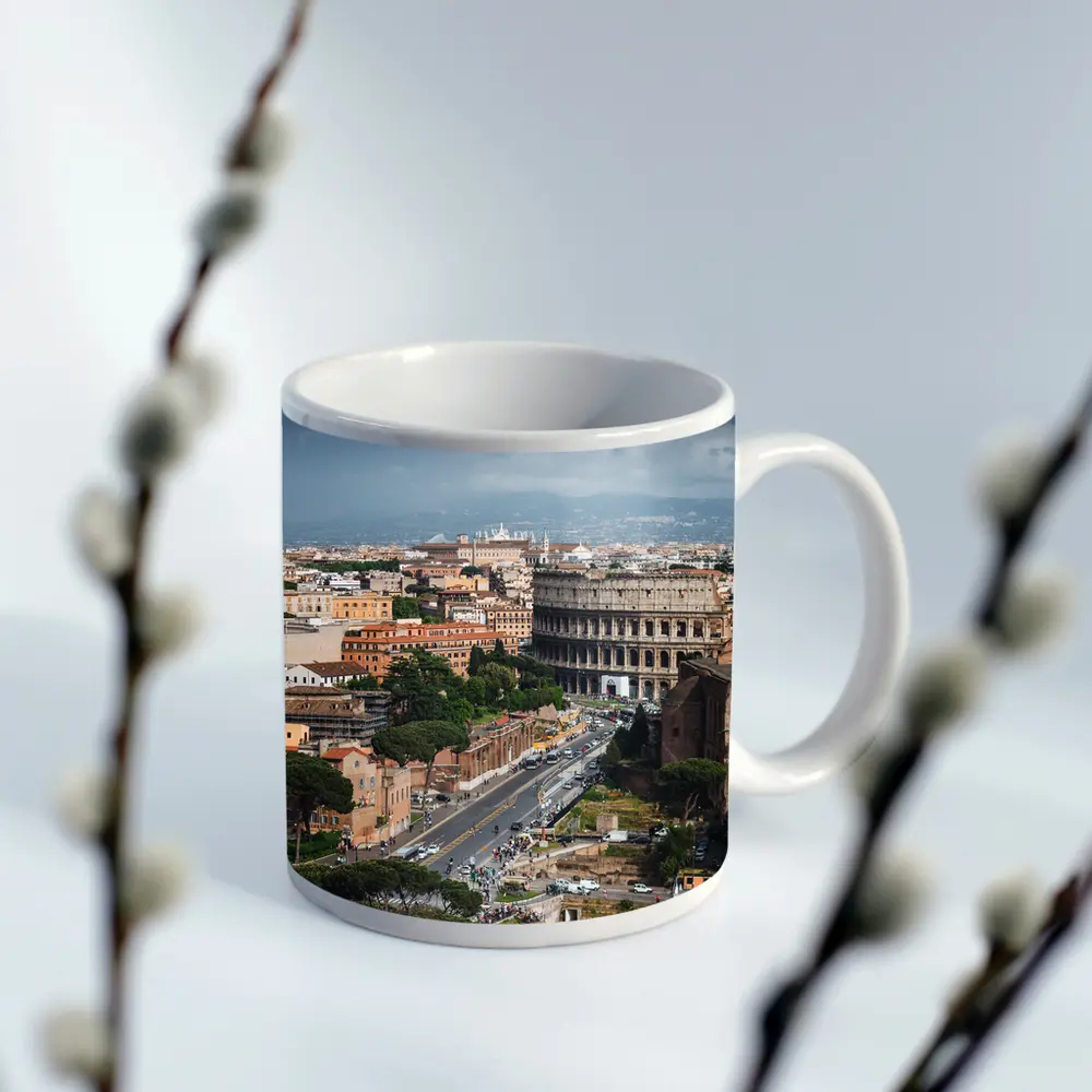 Colosseum Rome Italy Aerial City View – Mugs