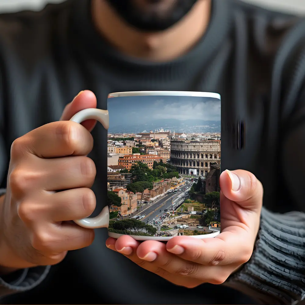 Colosseum Rome Italy Aerial City View – Mugs