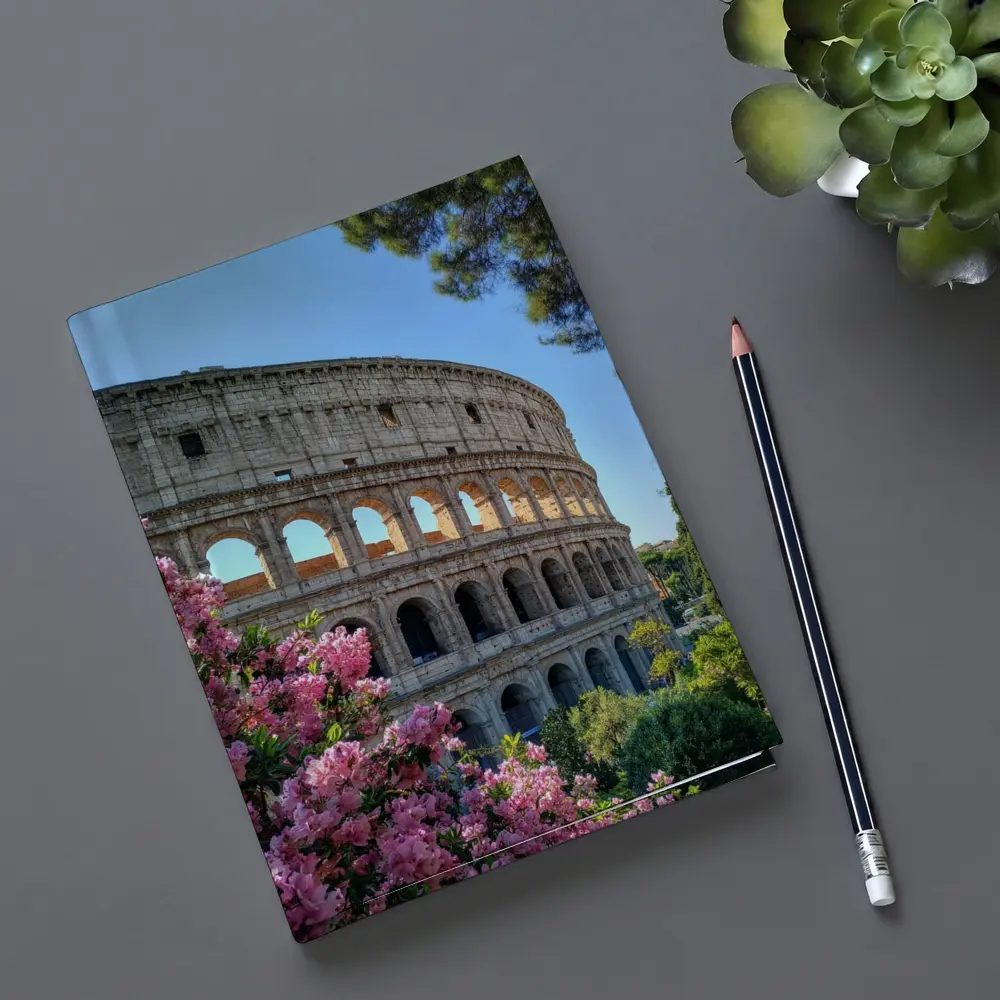 Rome Colosseum Pink Flowers Blue Sky – Notebooks