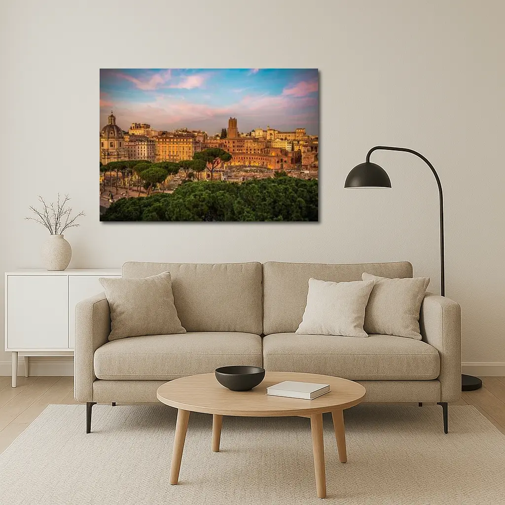 Rome Italy Skyline at Golden Sunset – Wall Art