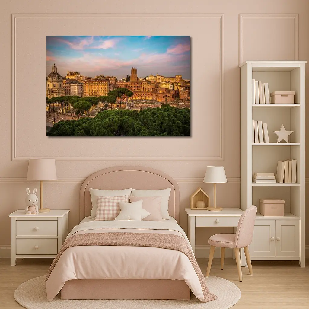 Rome Italy Skyline at Golden Sunset – Wall Art