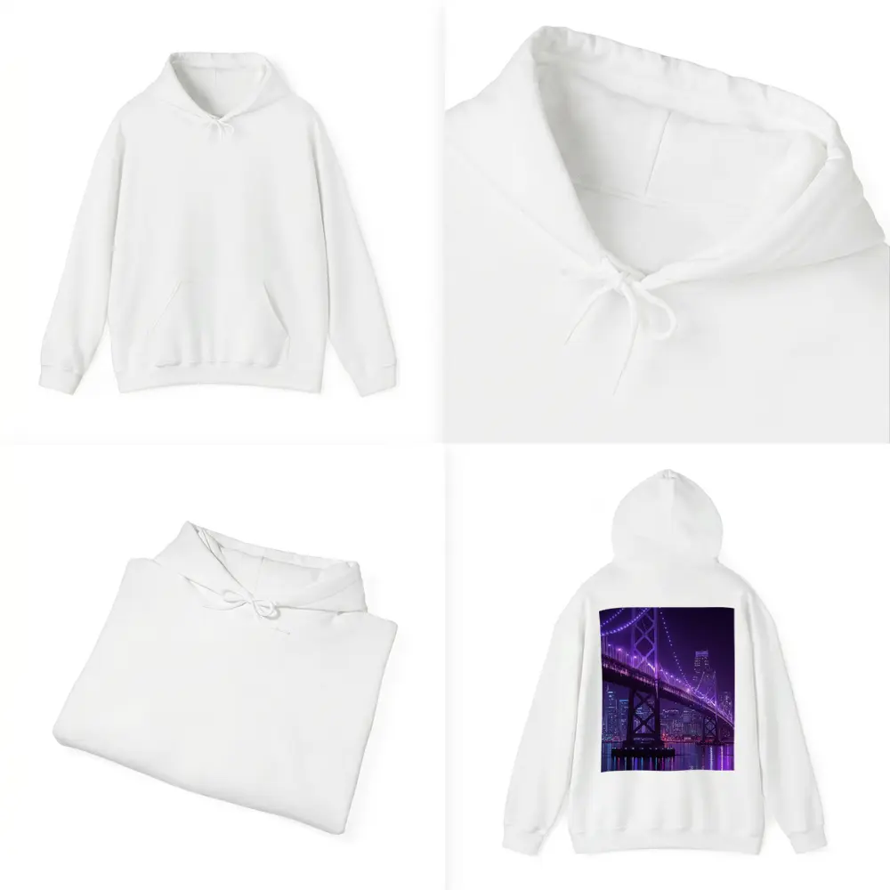 Bay Bridge Purple Night Lights City Skyline – Hoodies