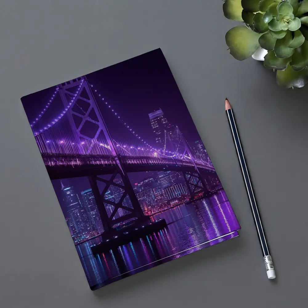 Bay Bridge Purple Night Lights City Skyline – Notebooks