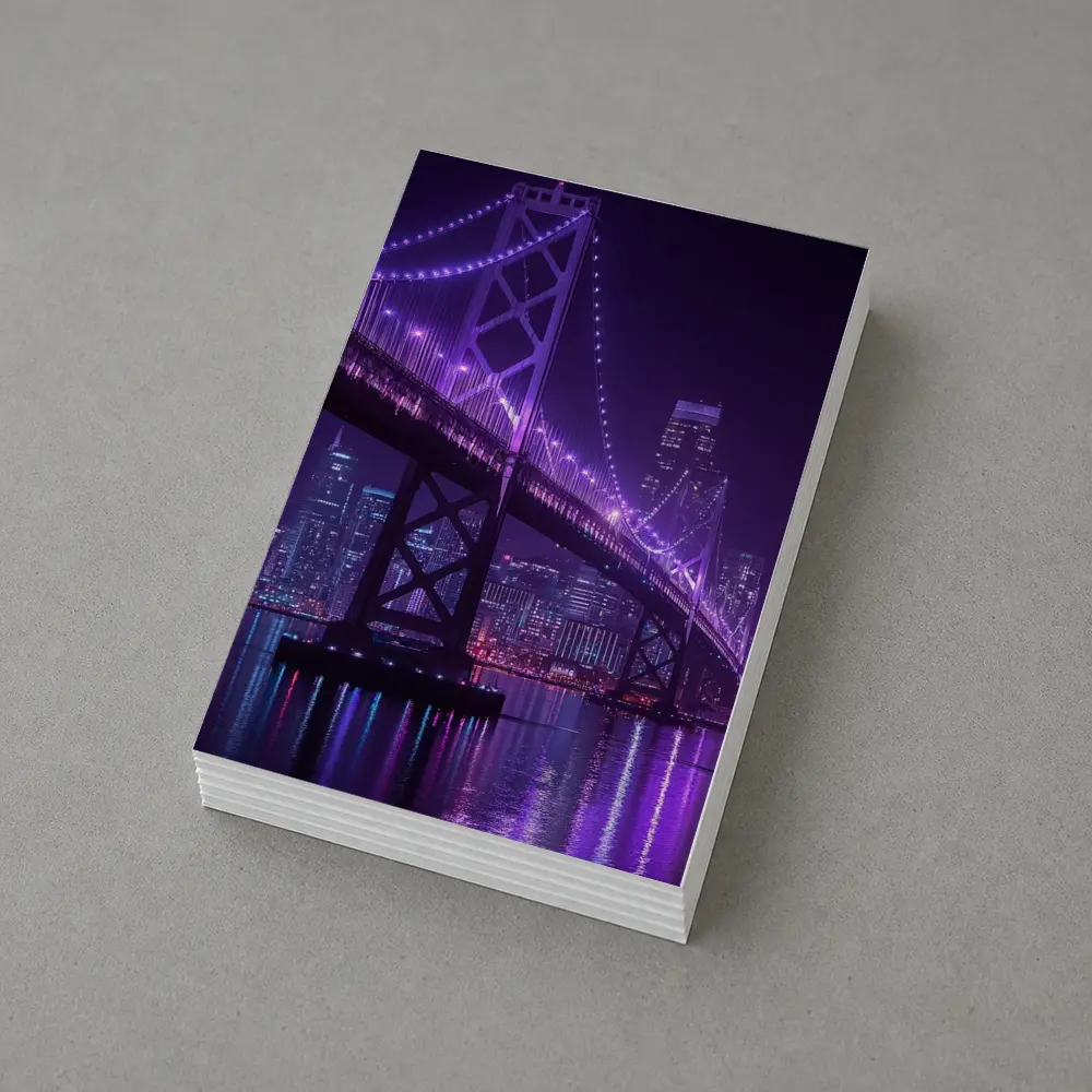 Bay Bridge Purple Night Lights City Skyline – Postcards