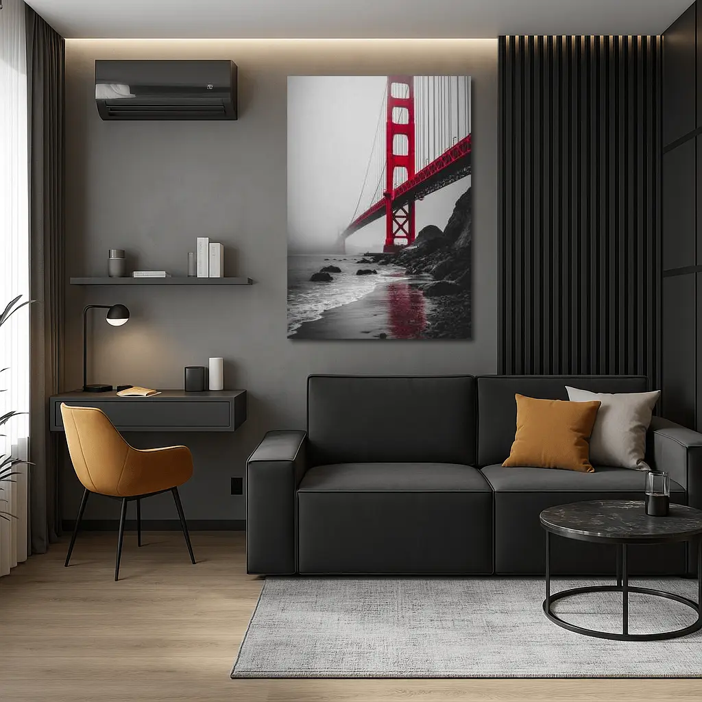 Golden Gate Bridge Red Foggy San Francisco – Wall Art