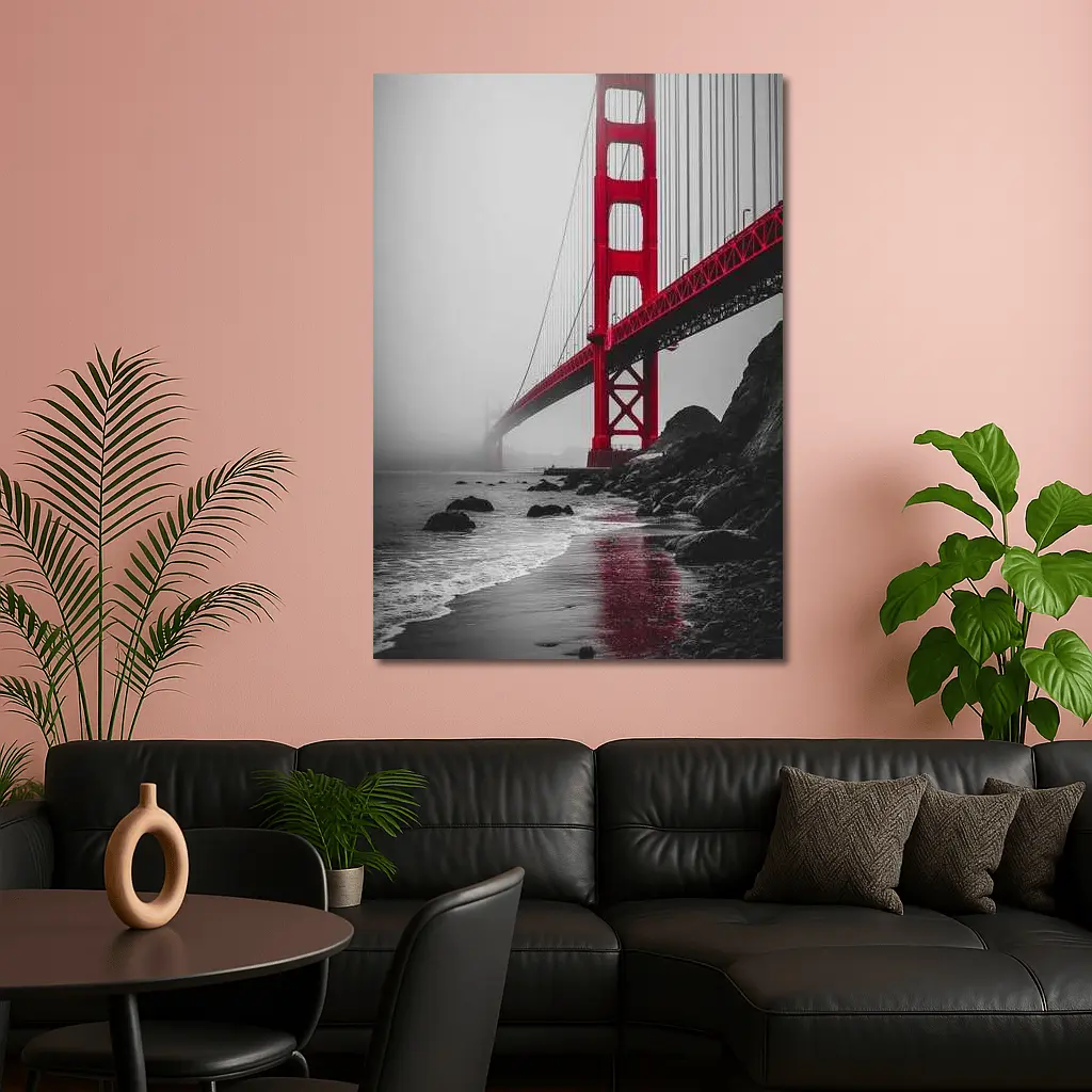 Golden Gate Bridge Red Foggy San Francisco – Wall Art