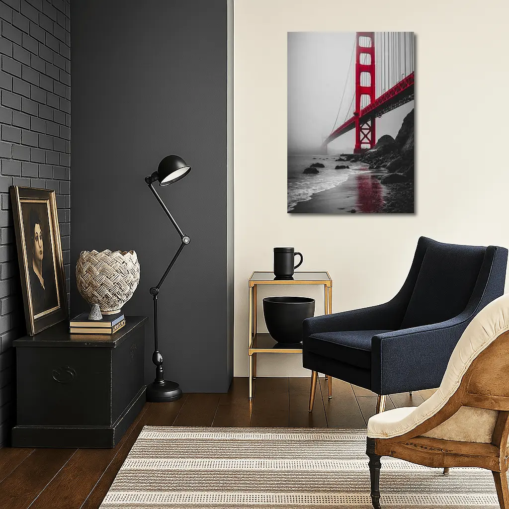 Golden Gate Bridge Red Foggy San Francisco – Wall Art