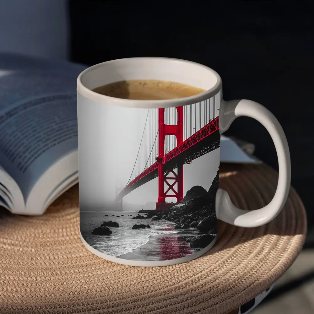 Golden Gate Bridge Red Foggy San Francisco – Mugs