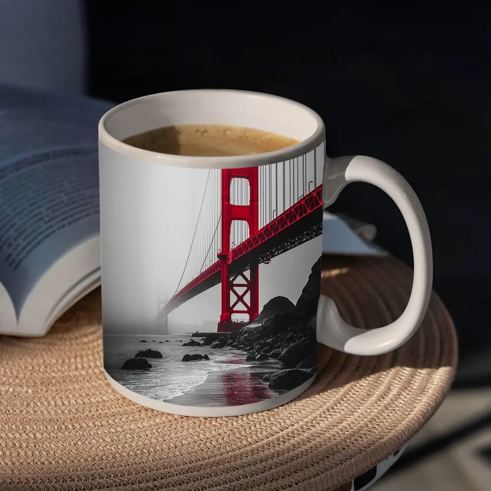 Golden Gate Bridge Red Foggy San Francisco – Mugs