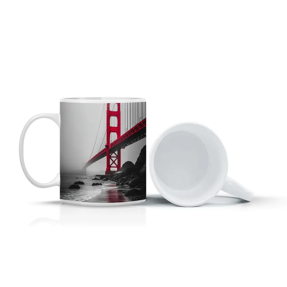Golden Gate Bridge Red Foggy San Francisco – Mugs