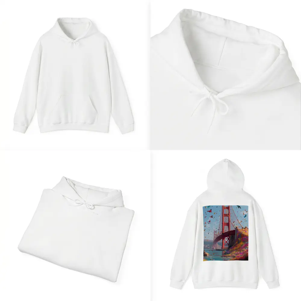 Golden Gate Bridge Flowers Butterflies Blue Sky – Hoodies
