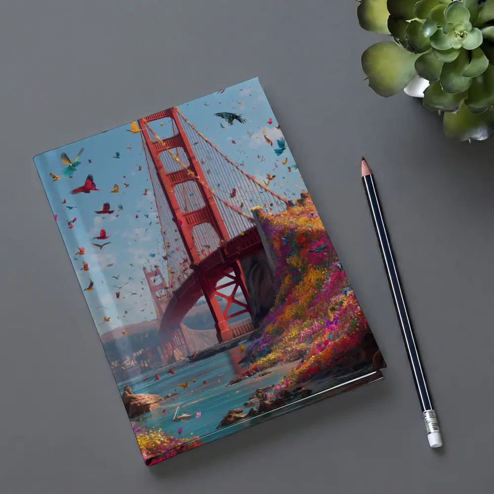 Golden Gate Bridge Flowers Butterflies Blue Sky – Notebooks
