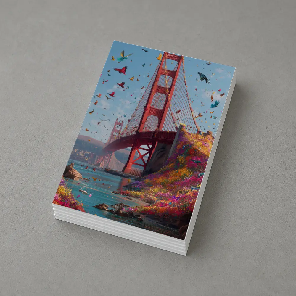 Golden Gate Bridge Flowers Butterflies Blue Sky – Postcards