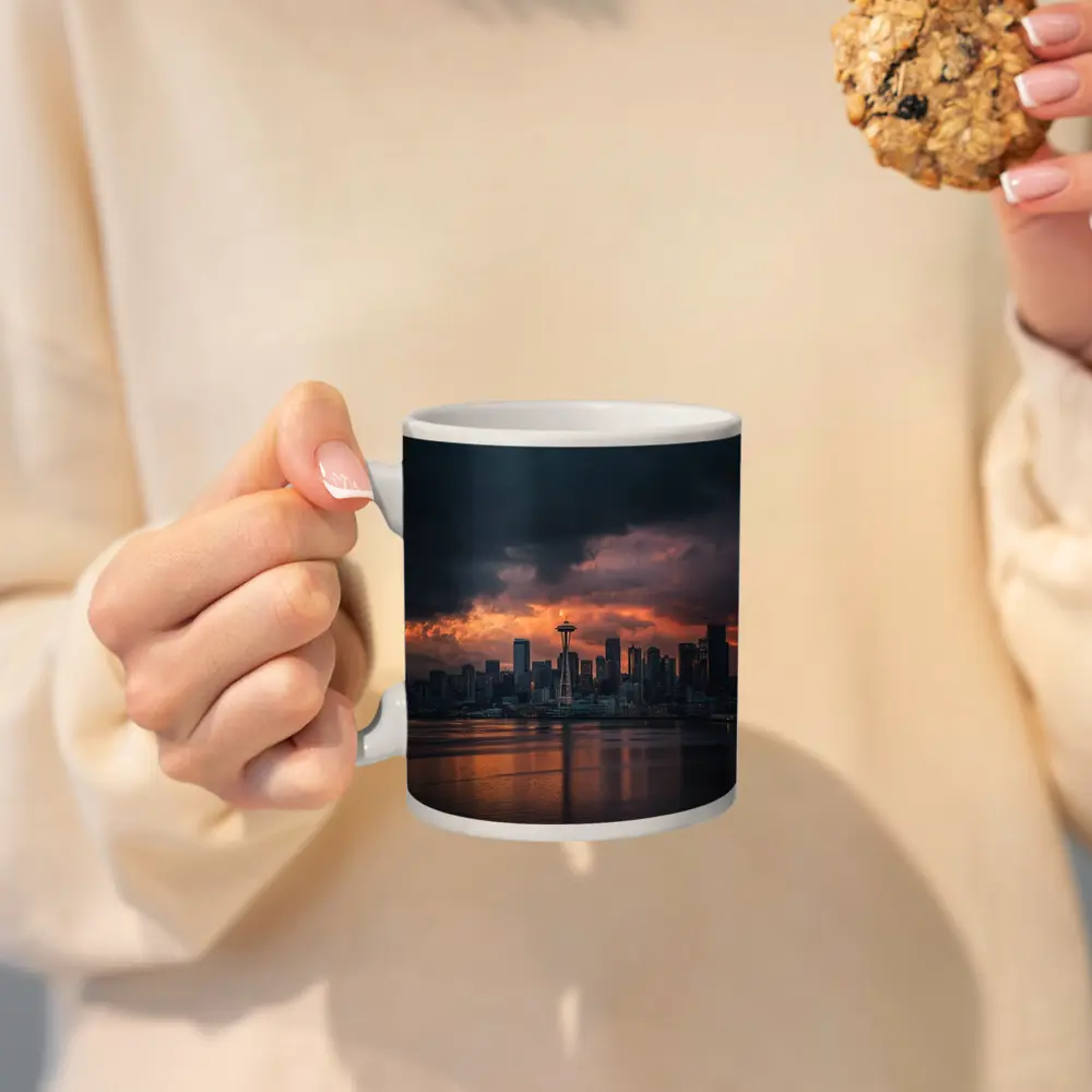 Seattle Space Needle Stormy Sunset Skyline – Mugs