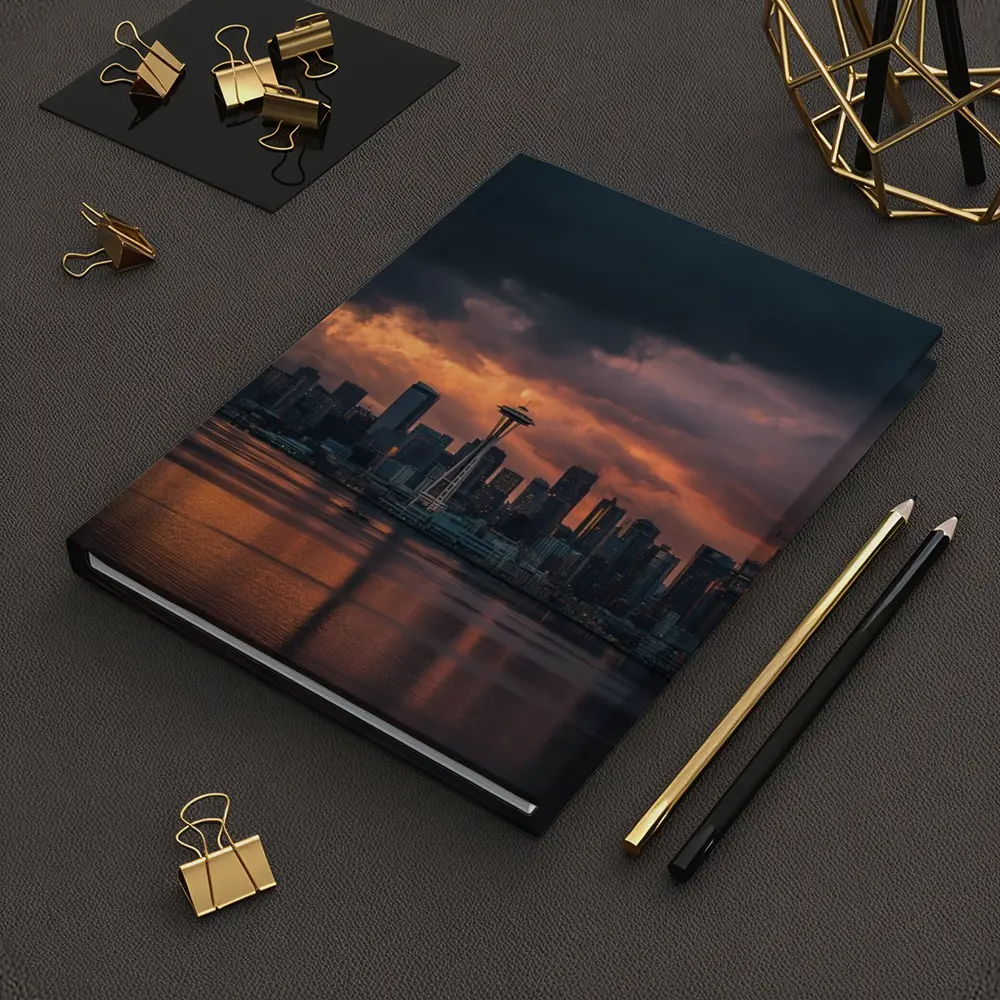 Seattle Space Needle Stormy Sunset Skyline – Notebooks
