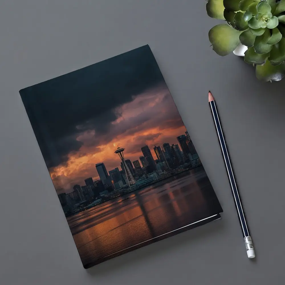 Seattle Space Needle Stormy Sunset Skyline – Notebooks