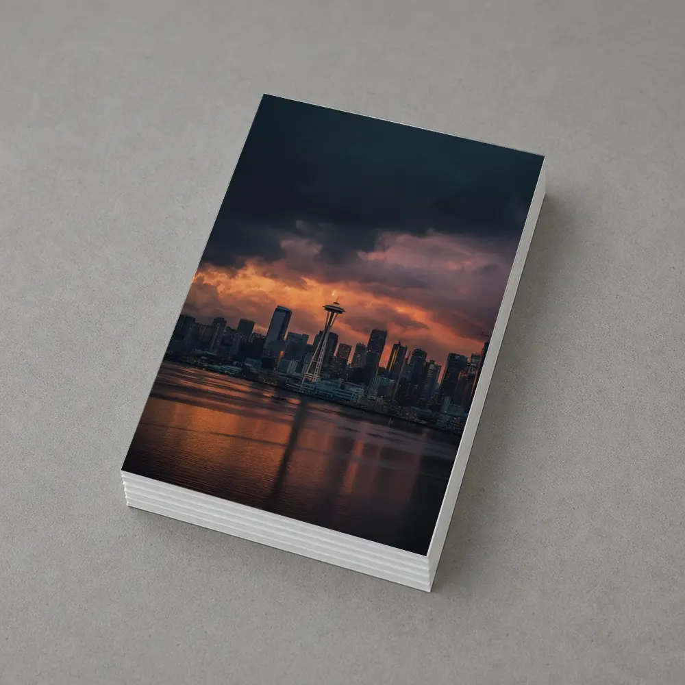 Seattle Space Needle Stormy Sunset Skyline – Postcards