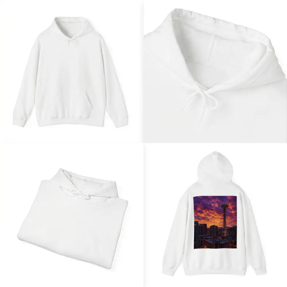 Seattle Space Needle Fiery Sunset Sky – Hoodies
